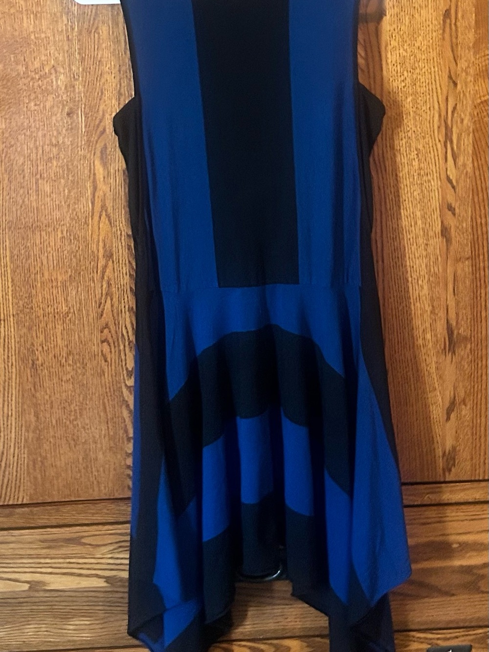 Athleta x Derek Lam 10C Fluid Stripe Dress XS Blue Black Handkerchief Hem